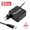 CARGADOR MULTIVOLTAJE USB-C PARA PORTÁTIL 5V-20V 3.25A 65W NEGRO CABLE TRENZADO