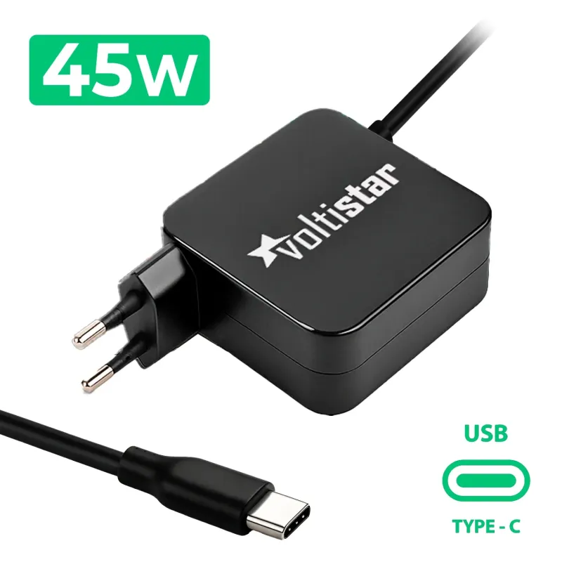 CARGADOR MULTIVOLTAJE USB-C PARA PORTÁTIL 5V-20V 2.25A 45W NEGRO
