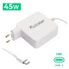 CARGADOR MULTIVOLTAJE USB-C PARA PORTÁTIL 5V-20V 2.25A 45W BLANCO