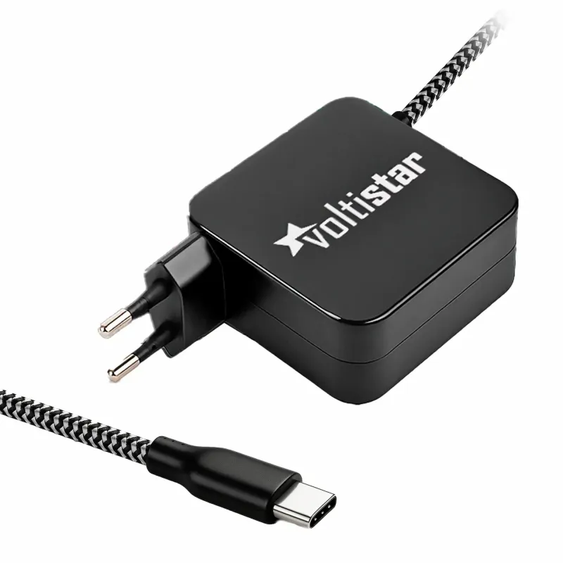 CARGADOR MULTIVOLTAJE USB-C PARA PORTÁTIL 5V-20V 2.25A 45W NEGRO CABLE TRENZADO