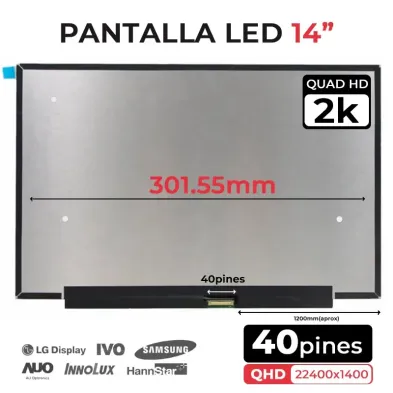 PANTALLA LED DE 14" PARA PORTÁTIL NV140DRM-N61 2K 40 PINES