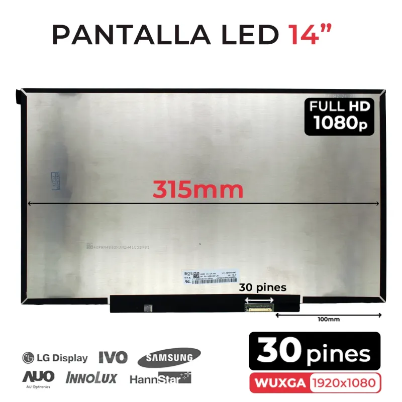 PANTALLA LED DE 14" PARA PORTÁTIL NV140FHM-N4Z FHD 30 PINES