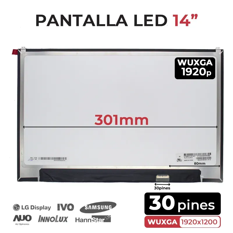 PANTALLA LED DE 14" PARA PORTÁTIL LP140WU1 (SP)(A1) LP140WU1 (SP)(H1) LP140WU1 (SP)(F1)