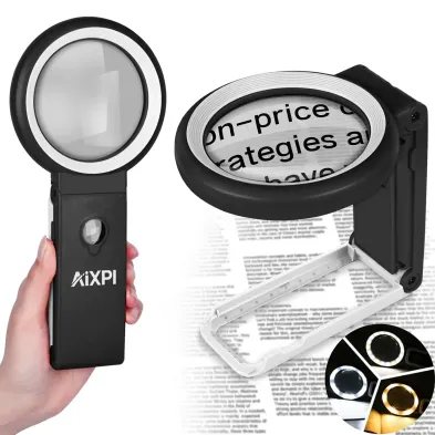 Loupe 30X / 40X avec 18 LEDs et support pliant