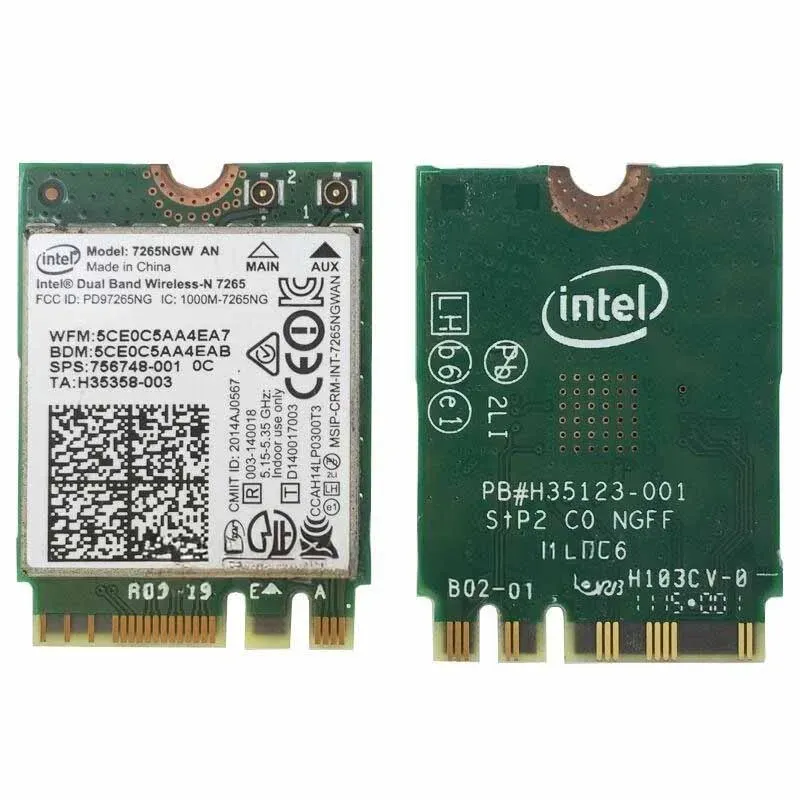 CARTÃO INTEL DUAL BAND 7265NGW 802.11AN WIFI + BLUETOOTH 4.0 PARA PORTATIL HP WLAN 756748-001