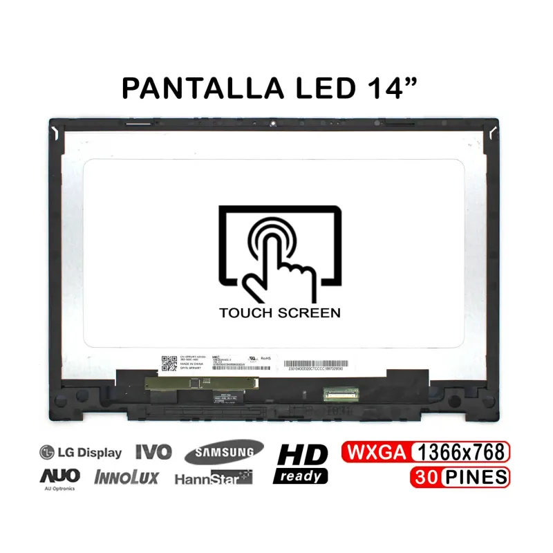 ECRÃ LED TÁTIL COMPLETO DE 14" PARA PORTATIL HP PAVILION X360 14-DW 14-DWXXX SERIES COM QUADRO