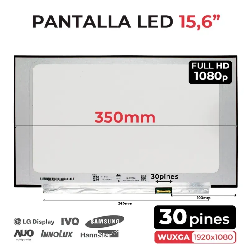 PANTALLA CASI NUEVA  LED MATE DE 15.6" PARA PORTÁTIL N156HCE-EN1 N156HGA-EA3 REV.C3 FHD