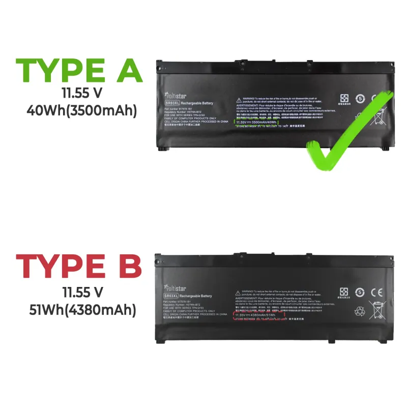 BATTERIA PER COMPUTER PORTATILE HP SR03XL SR03052XL 11,55 V