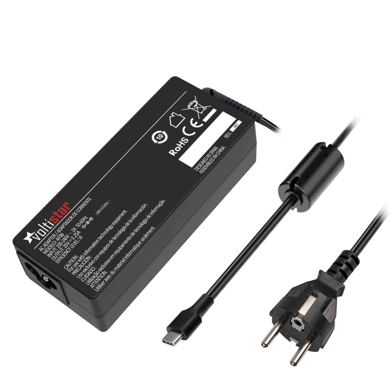 CARREGADOR USB-C MULTIVOLTAGEM PORTATIL 5V-20V 3.25A 65W PRETO