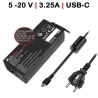 CARICABATTERIE MULTITENSIONE USB-C PER COMPUTER PORTATILE 5V-20V 3.25A 65W NERO