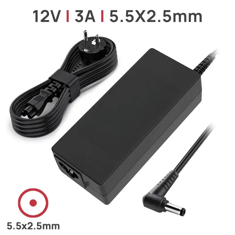 CARGADOR PARA MONITOR 12V 3A 5.5 X 2.5MM 36W