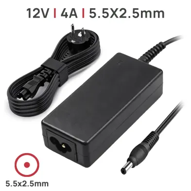 CARICABATTERIE PER STAMPANTI ROUTER TV 12V 4A 48W 5,5x2,5 MM
