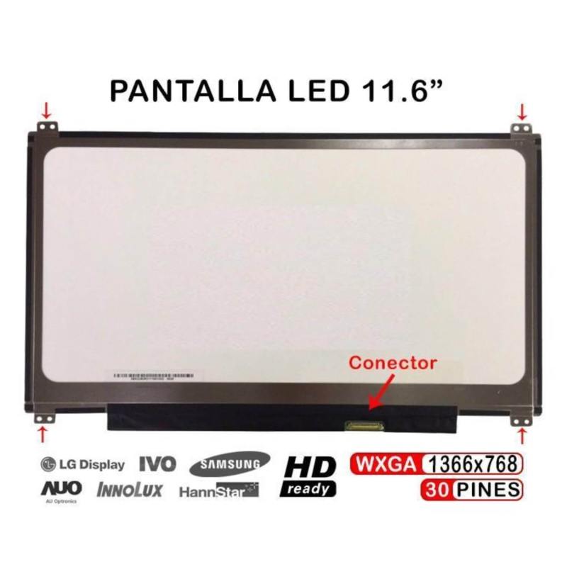 PANTALLA LED DE 11.6" PARA PORTÁTIL ASUS EEEBOOK X205T X205TA B116XTN02.3 30 PINES