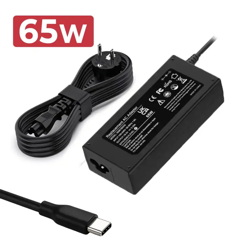 CARGADOR COMPATIBLE MULTIVOLTAJE USB-C 5V-20V 3.25A 65W NEGRO ADP-65SD B