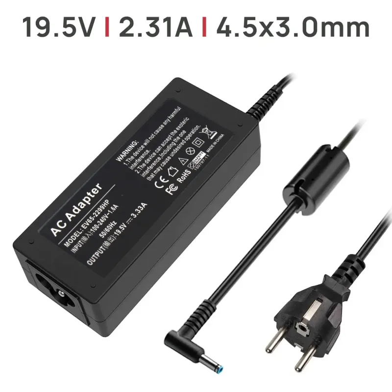 CARREGADOR PARA PORTATIL HP 19.5V 2.31A 4.5 X 3.0MM 45W OEM