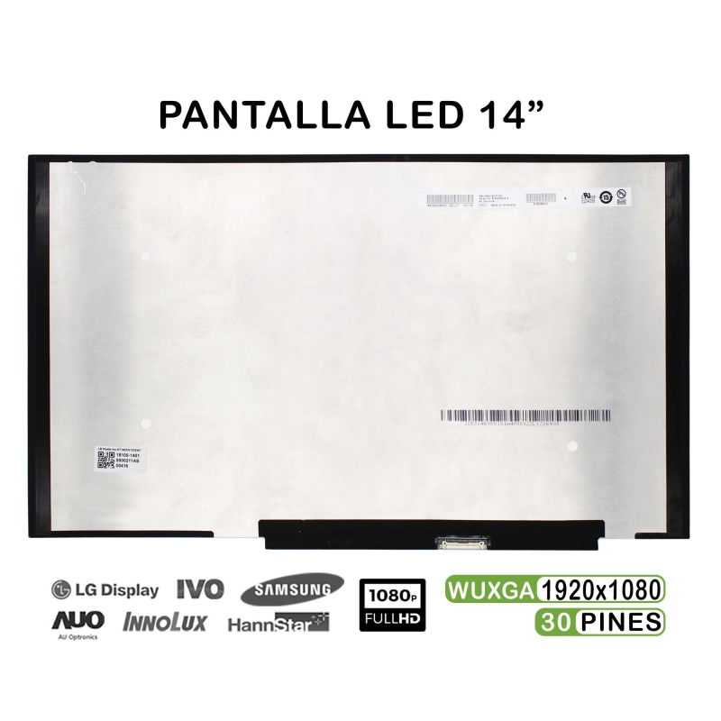 ECRÃ LED DE 14" PARA PORTATIL B140HAN06.8 FHD 30 PINES