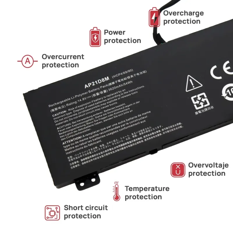 BATTERIE POUR PORTABLE AP21D8M | ACER NITRO5 N22C1 AN515-58-56CL AN515-58-766R AN16-51 V15 ANV15-51 KT.0040G.015