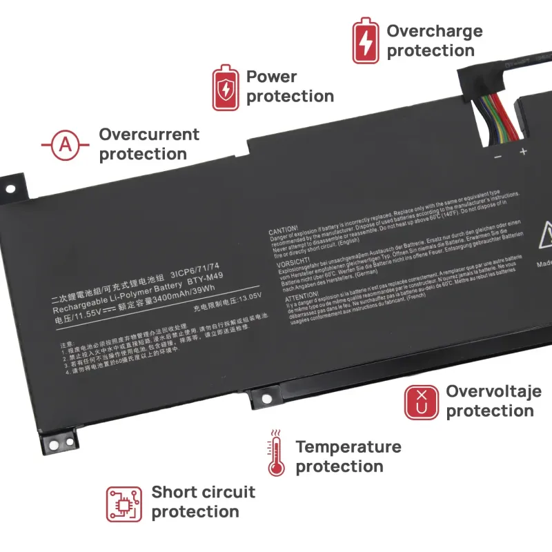 BATERÍA PARA PORTÁTIL MSI BTY-M49 39WH 11.55V 3400MAH