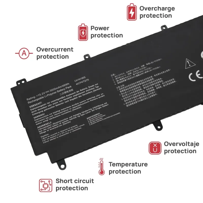 BATTERIE POUR PORTABLE C41N1805 ASUS ROG ZEPHYRUS S GX531 GX531GS GX531GM GX531GXR