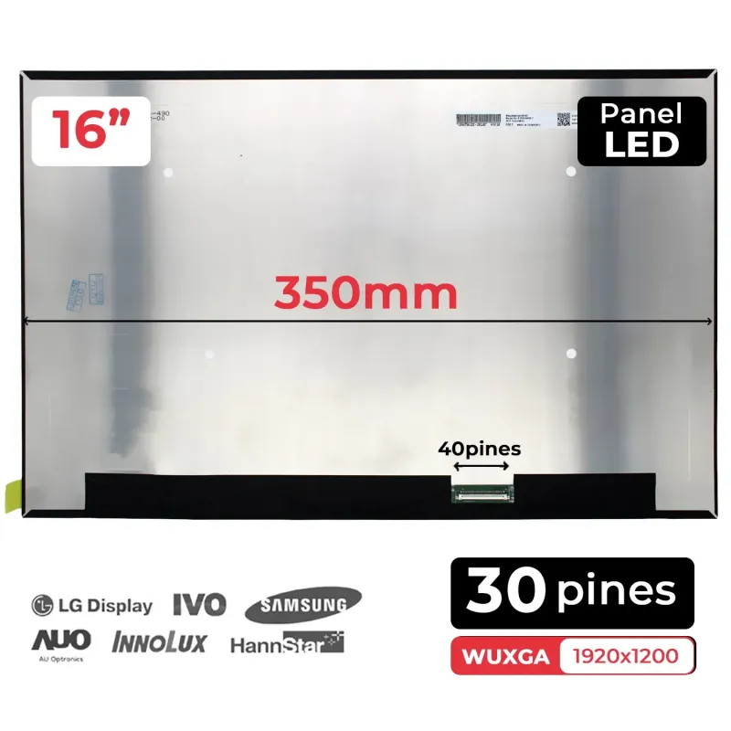 ÉCRAN B160UAN08.1 LED 16" POUR PORTABLE 144HZ IPS 1920x1200 16:10 40 BROCHES EDP