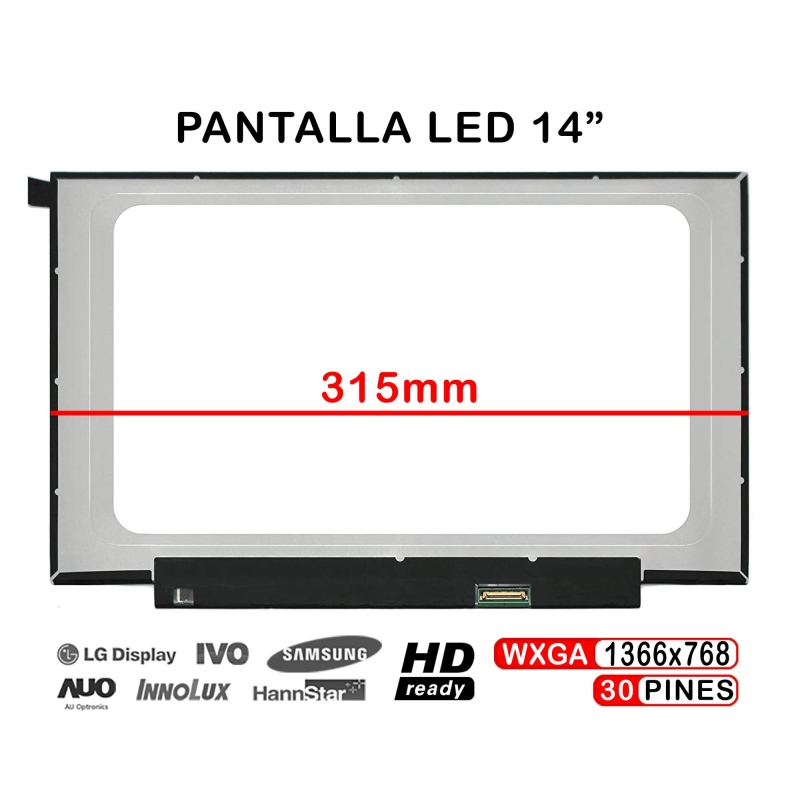 SCHERMO LED OPACO PER LAPTOP DA 14" B140XTN07.2 B140XTN07.2 HW1A NT140WHM-N44 V8.0 315MM