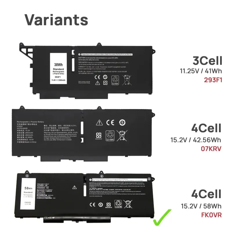 BATTERIE POUR DELL LATITUDE 5330 7330 7430 7530 SÉRIE FK0VR