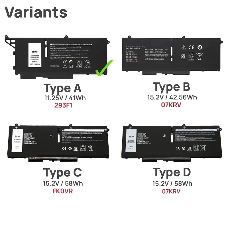 BATTERIE 293F1 POUR PORTABLE DELL LATITUDE 13 7330 RUGGED EXTREME SERIES M69D0 8WRCR 01VX5