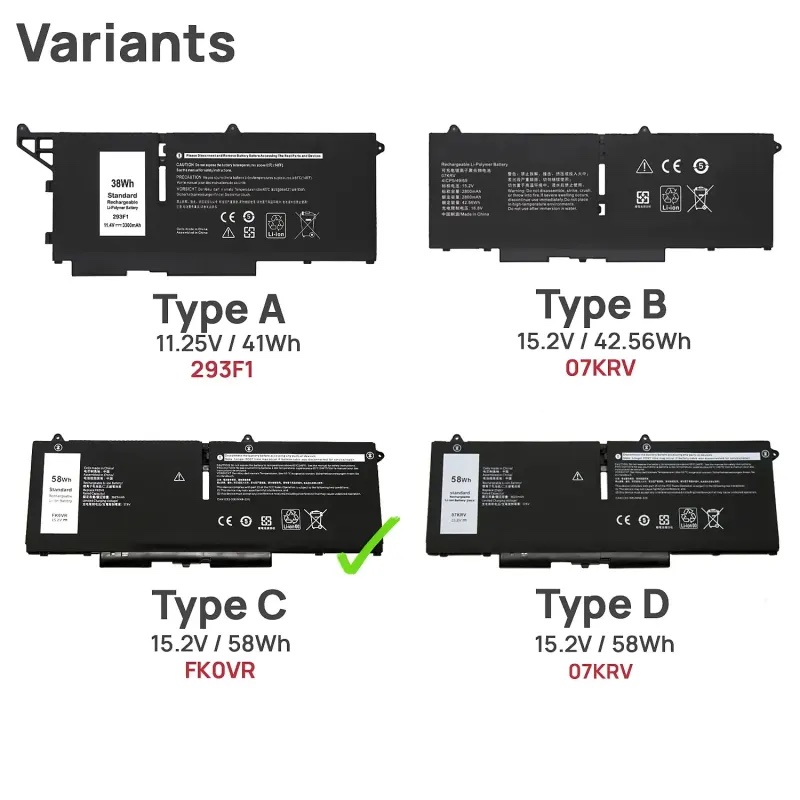 BATTERIE POUR DELL LATITUDE 5330 7330 7430 7530 SÉRIE FK0VR