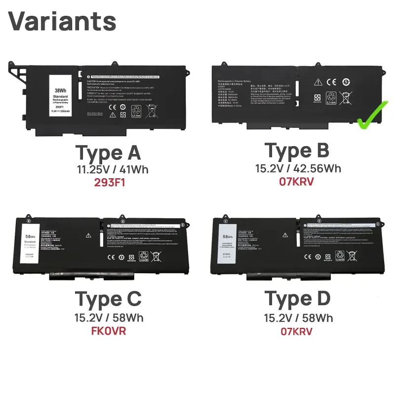 BATTERIE POUR PORTABLE 07KRV DELL LATITUDE 14 7430 7330 5430 5330