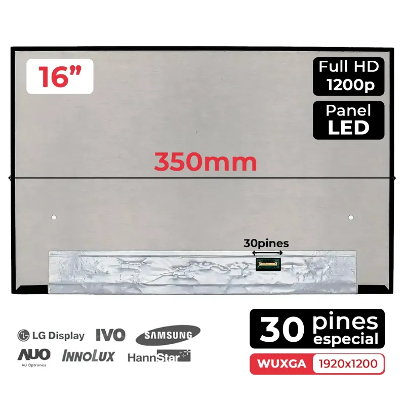 PANTALLA LED 16" 1920x1200 FHD PARA PORTÁTIL N160JCA-EEL REV.A1 30 PINES EDP