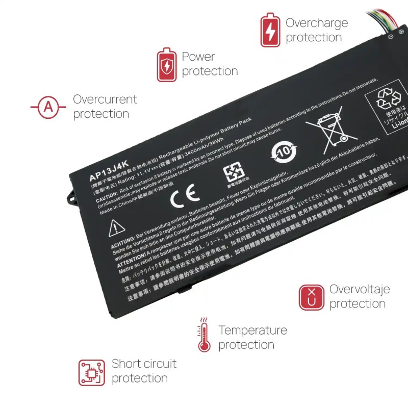 BATTERIA DEL COMPUTER PORTATILE PER ACER CHROMEBOOK 11.6" 11 C720-2848 C720 C720P C740 3ICP5/65/88 AP13J4K AP13J3K