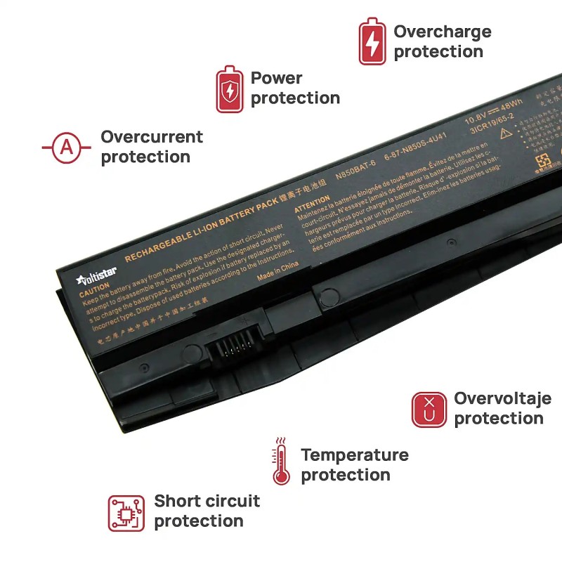 BATTERIE POUR ORDINATEUR PORTABLE CLEVO N850 N855 N857 N870 | N850BAT-6 - 10.8V 48WH