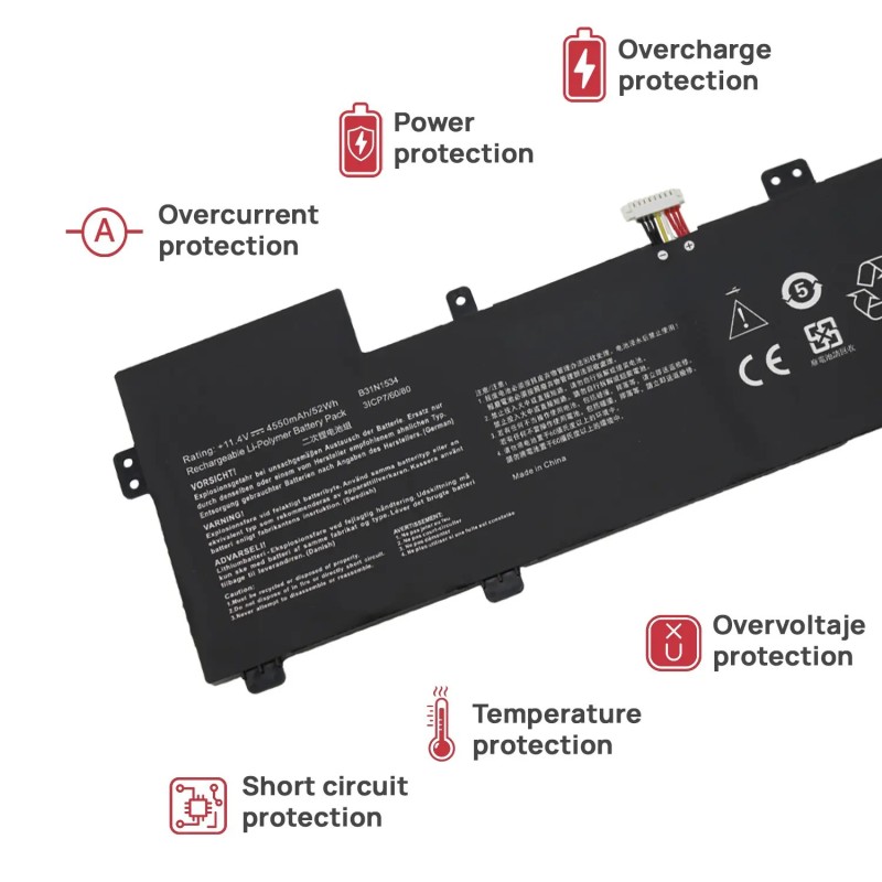 BATTERIA PER COMPUTER PORTATILE ASUS ZENBOOK UX510UX-CN014T B31N1534