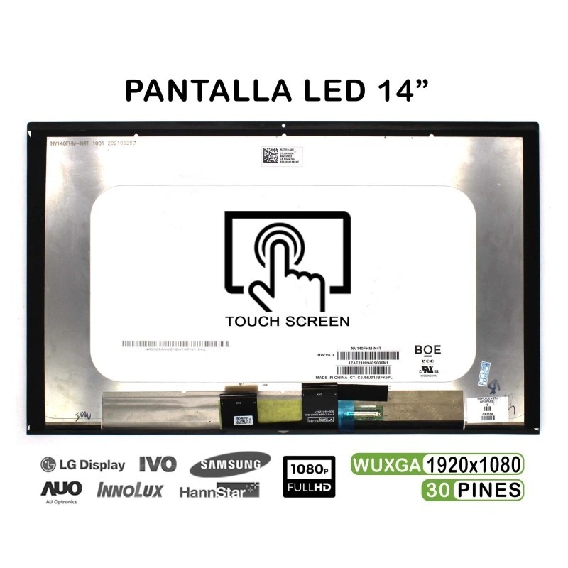 ÉCRAN LED TACTILE 14" POUR ORDINATEUR PORTABLE HP PAVILION X360 14-DY SANS CADRE EN PLASTIQUE + VITRE FRONTALE
