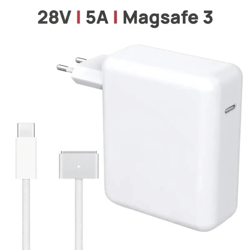 CARREGADOR MAC BOOK AIR PRO - M5 M4 M3 M2 M1 (2026 2025 2024 2023 2022 2021) 140W MAGSAFE 3 CABO TRANÇADO USB-C A T DE 2M