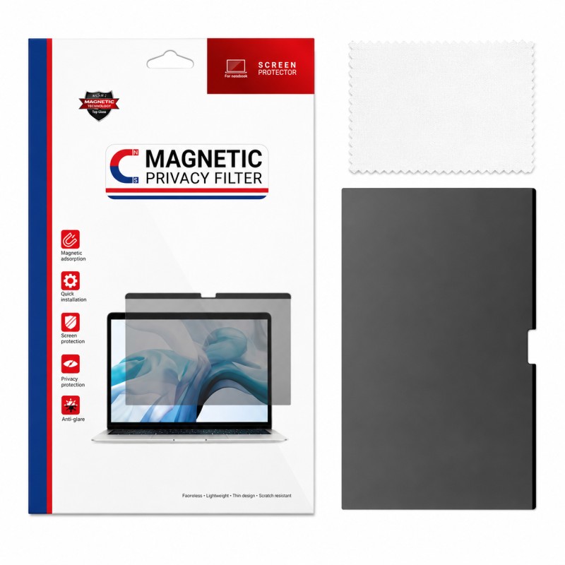PROTETOR DE ECRÃ 13,3" MAGNÉTICO COM FILTRO DE PRIVACIDADE PARA PORTÁTIL MACBOOK PRO (2016 2022) A1706 299X195 MM