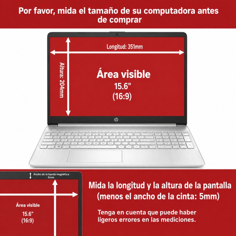 PROTEZIONE PER SCHERMO 15,6" MAGNETICA CON FILTRO PRIVACY PER NOTEBOOK HP PAVILION 15 HP 15S PROBOOK 450 345X194 MM