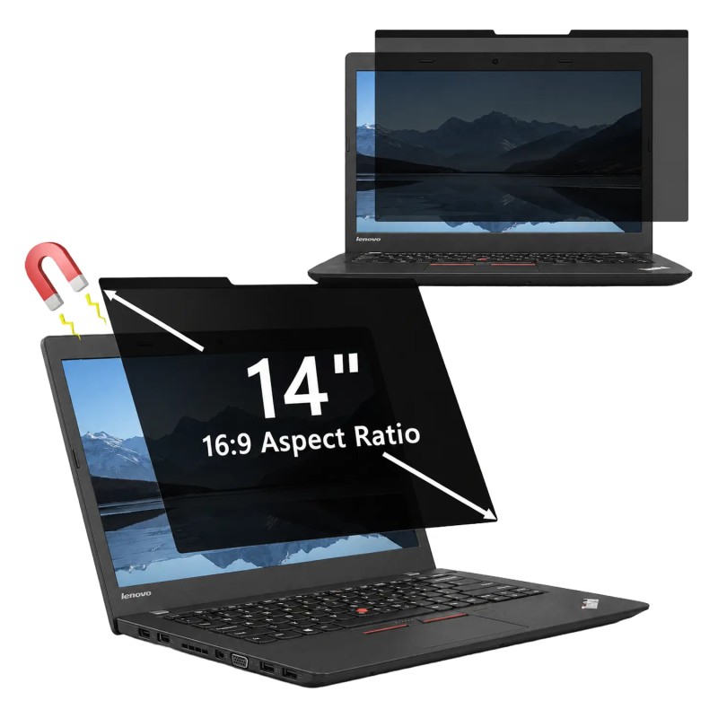 PROTEZIONE PER SCHERMO 14" MAGNETICA CON FILTRO ANTI LUCE BLU PER NOTEBOOK LENOVO THINKPAD T460 E450 L460 316X184 MM