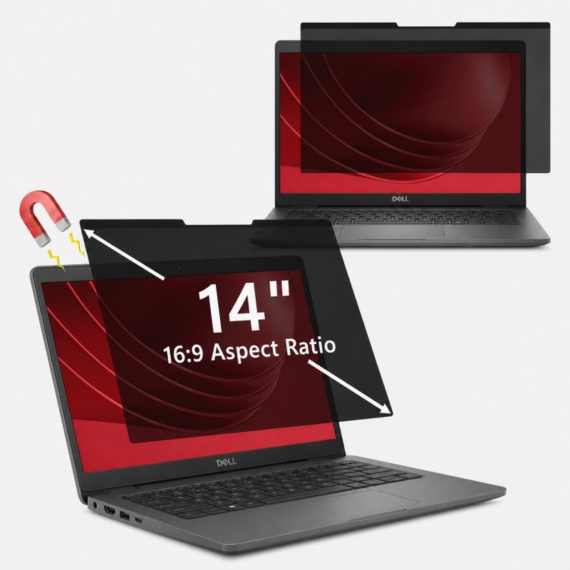 PROTEZIONE PER SCHERMO 14" MAGNETICA CON FILTRO PRIVACY PER NOTEBOOK DELL LATITUDE 3450 3460 3470 INSPIRON 14 3000 310X181 MM