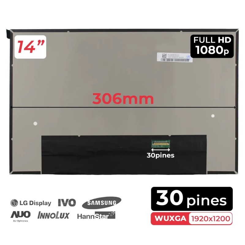 SCHERMO LED DA 14" PER PORTATILE NV140WUM-N43 V8.1 V8.0 V8.2
