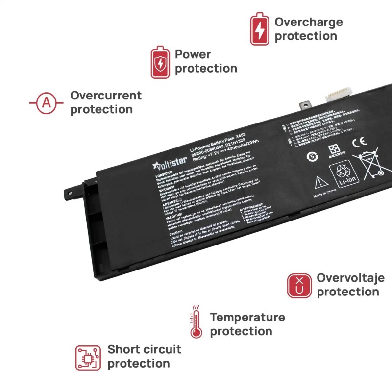 BATTERIE POUR PORTABLE ASUS B21N1329 0B200-00840000 D553M F453 F453MA F553 F553M 7.4V 4500MAH