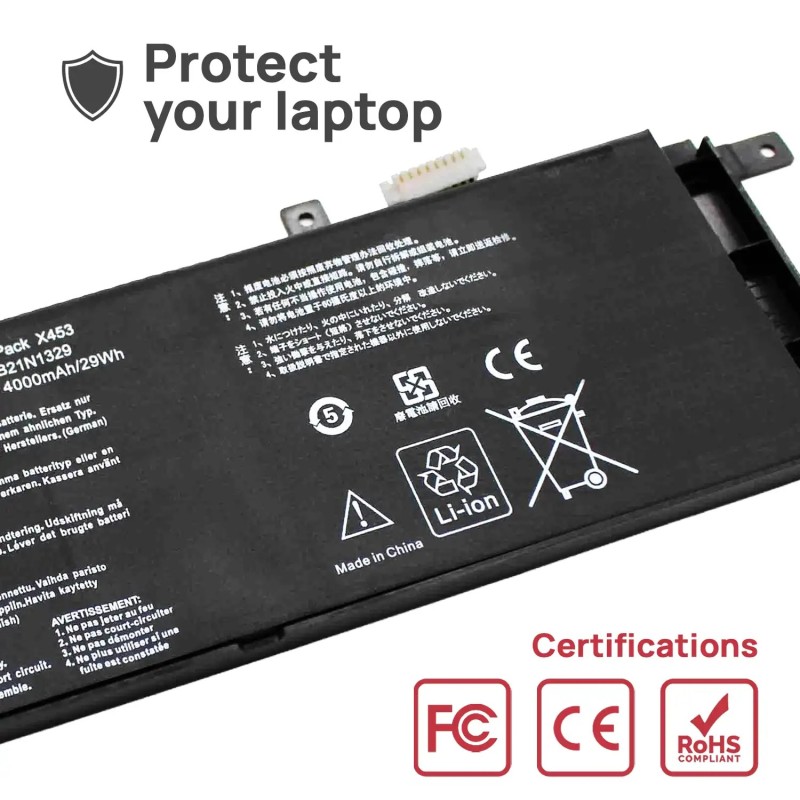 BATTERIE POUR PORTABLE ASUS B21N1329 0B200-00840000 D553M F453 F453MA F553 F553M 7.4V 4500MAH