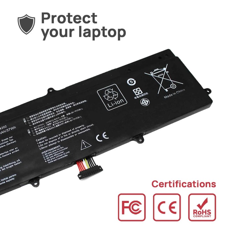 BATTERIE POUR ORDINATEUR PORTABLE ASUS VIVOBOOK X201E S200 SERIES C21-X202