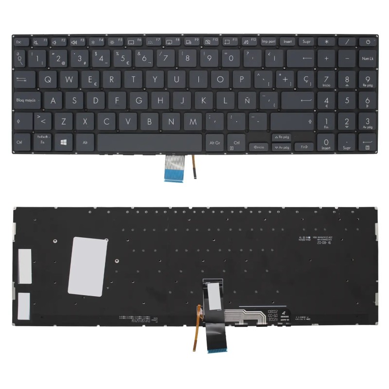 CLAVIER POUR PORTABLE ASUS ZENBOOK PRO 15 UX535L UX535LH UX535LI UX535QA UX535QE VERT GRIS RÉTROÉCLAIRÉ