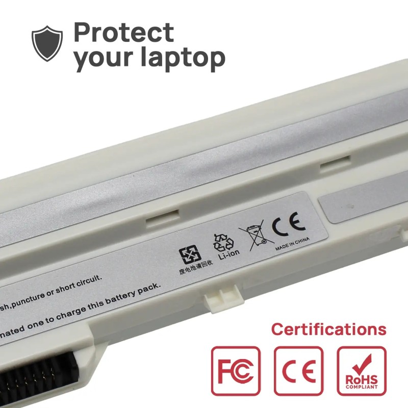 BATERIE POUR PORTABLE MEDION AKOYA E1210 MD96727 MSI U100 U90 BLANC