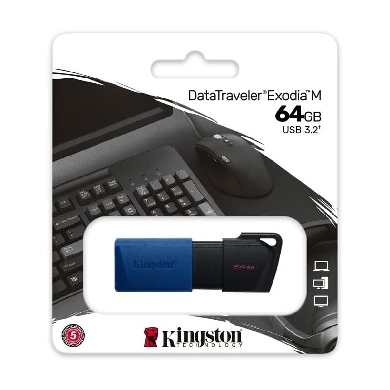 KINGSTON DATATRAVELER EXODIA M MÉMOIRE FLASH USB 64GB 3.2 GEN 1 DTXM/64GB - AVEC COUVERCLE AMOVIBLE (NOIR + BLEU)