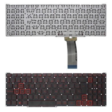 CLAVIER POUR PORTABLE ACER NITRO-4 AN515-54 AN515-43 AN517-51 AN715-51 NOIR ET ROUGE