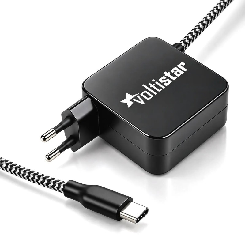 CARGADOR MULTIVOLTAJE USB-C PARA PORTÁTIL 5V-20V 3.25A 65W NEGRO CABLE TRENZADO