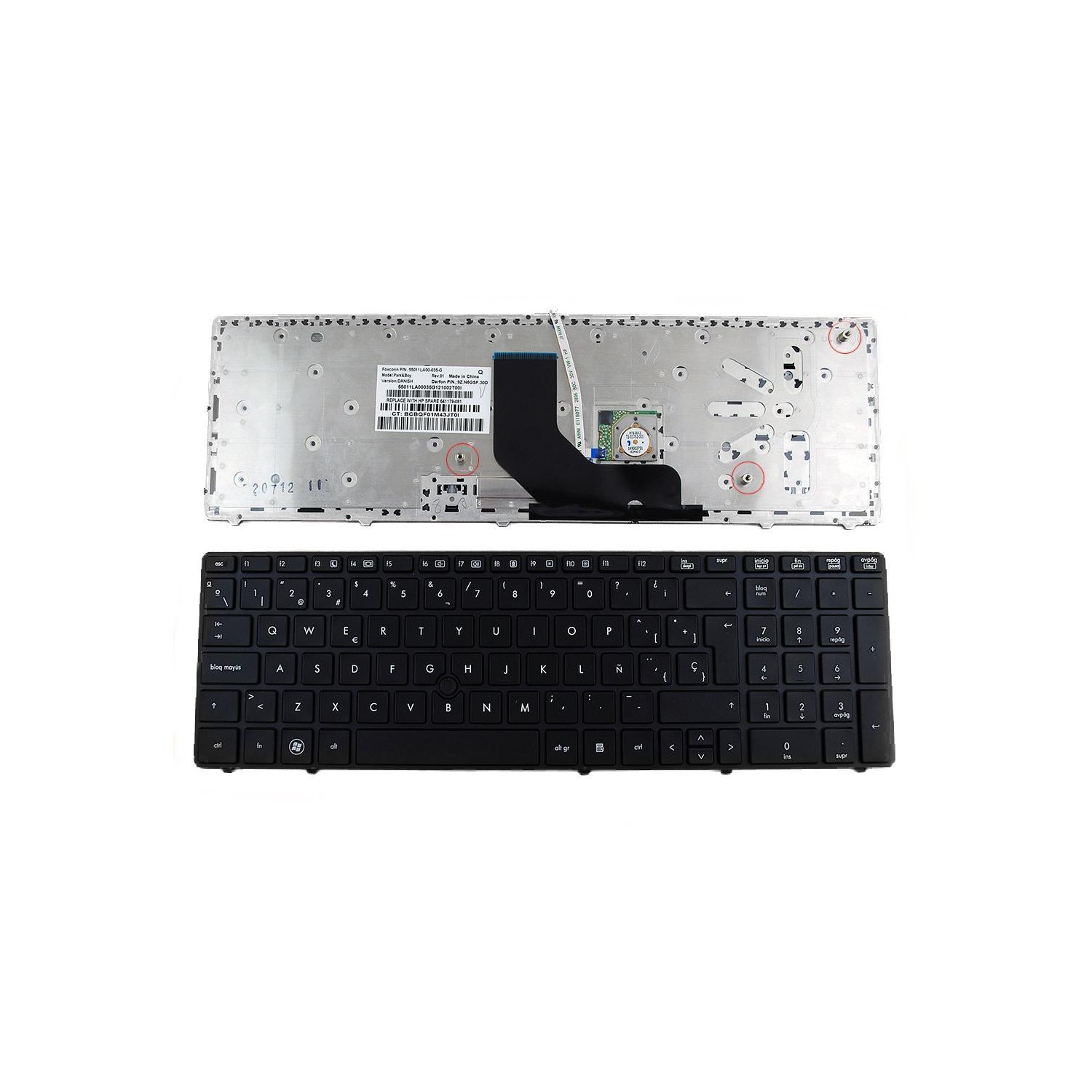 Teclado para HP ProBook 6560B/EliteBook 8570P Negro Marco Negro (con Point stick)