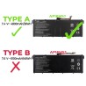 BATTERIE POUR PORTABLE ACER EXTENSA 2540 EX2540 2540-33N4 2540-39D1 2540-50NY 2540-519N 2540-580K 2540-58VF SÉRIES 7.4V 4800MAH